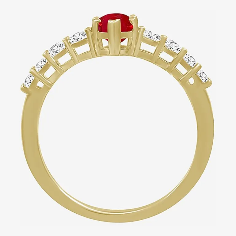 Womens 2 1/2 CT. T.W. Genuine Red Ruby 10K Gold Pear Cocktail Ring