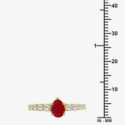 Womens 2 1/2 CT. T.W. Genuine Red Ruby 10K Gold Pear Cocktail Ring
