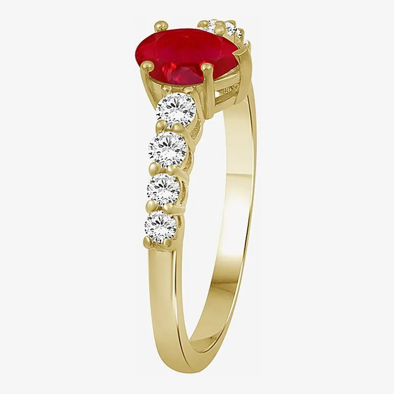 Womens 2 1/2 CT. T.W. Genuine Red Ruby 10K Gold Pear Cocktail Ring