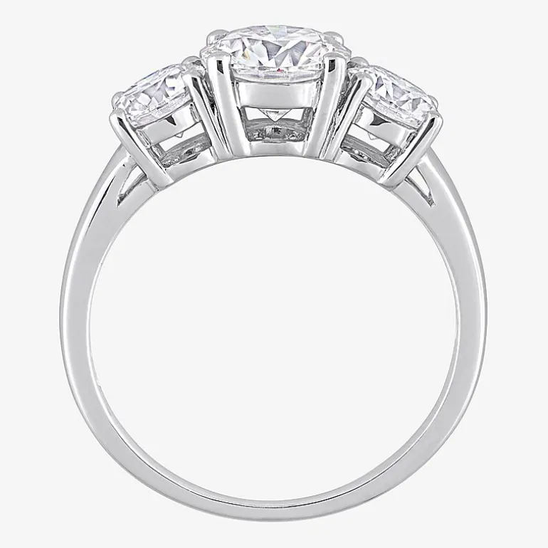 Womens 2 1/4 CT. T.W. Lab Created White Moissanite Sterling Silver 3-Stone Engagement Ring
