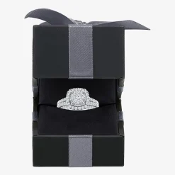 Womens 1 CT. T.W. Lab Grown White Diamond 10K or 14K White Gold Cushion Side Stone Halo Bridal Set