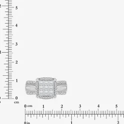 Womens 1 CT. T.W. Lab Grown White Diamond Side Stone Halo Engagement Ring