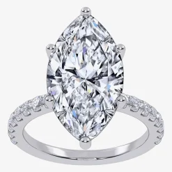 Womens 5 1/2 CT. T.W. Lab Grown White Diamond 14K Gold Marquise Side Stone Engagement Ring