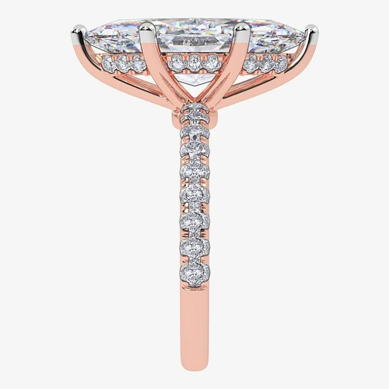 Womens 5 1/2 CT. T.W. Lab Grown White Diamond 14K Gold Marquise Side Stone Engagement Ring