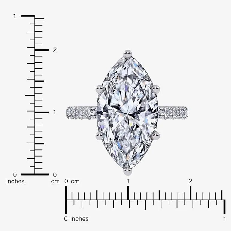 Womens 5 1/2 CT. T.W. Lab Grown White Diamond 14K Gold Marquise Side Stone Engagement Ring