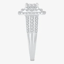 Womens 1 CT.T.W. Natural Diamond Cushion Halo Engagement Ring