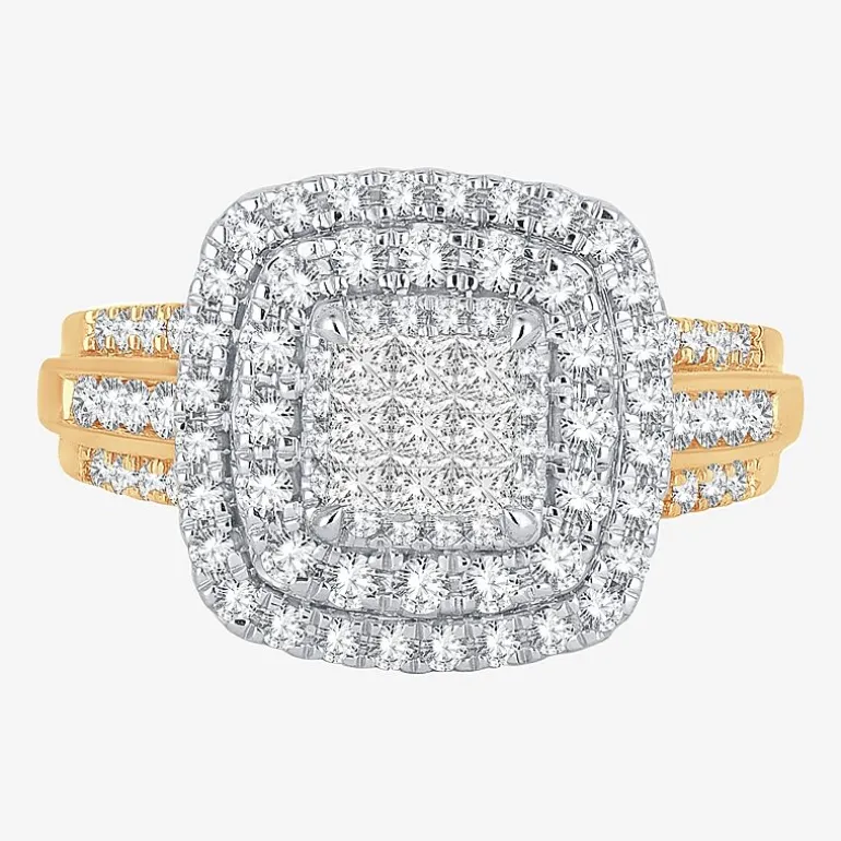 Womens 1 CT.T.W. Natural Diamond Cushion Halo Engagement Ring