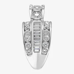 Womens 4 CT.T.W. Natural Diamond Gold Round Side Stone 3-Stone Engagement Ring