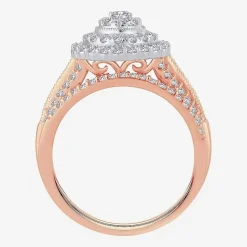 Womens 1 CT.T.W. Natural Diamond 10K or 14K White Gold Pear Halo Bridal Set