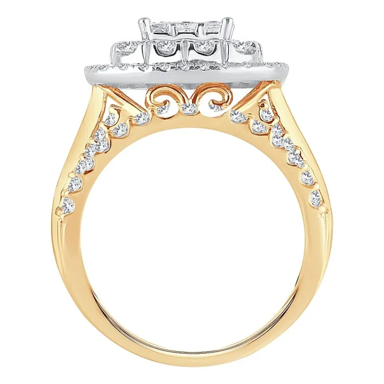 Womens 2 CT.T.W. Natural Diamond 10K or 14K White Gold Cushion Halo Bridal Set