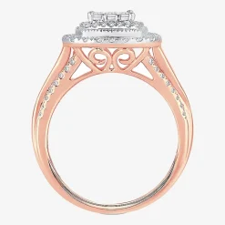 Womens 1 CT.T.W. Natural Diamond 10K or 14K Gold Cushion Side Stone Halo Engagement Ring