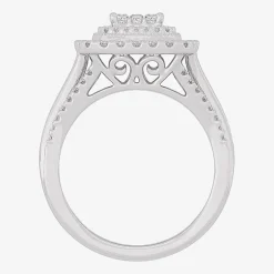 Womens 1 CT.T.W. Natural Diamond 10K or 14K Gold Cushion Side Stone Halo Engagement Ring
