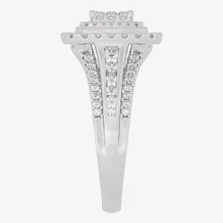 Womens 1 CT.T.W. Natural Diamond 10K or 14K Gold Cushion Side Stone Halo Engagement Ring