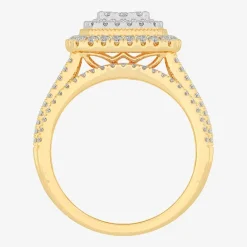Womens 1 CT.T.W. Natural Diamond 10K Gold Pear Side Stone Halo Bridal Set