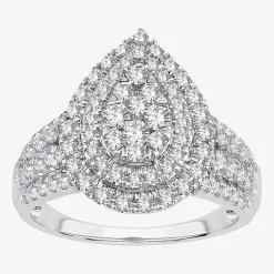 Womens 1 CT.T.W. Natural Diamond Pear Halo Engagement Ring