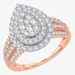 Womens 1 CT.T.W. Natural Diamond Pear Halo Engagement Ring