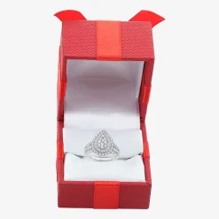 Womens 1 CT.T.W. Natural Diamond Pear Halo Engagement Ring