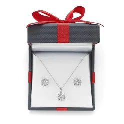 Womens 1 CT. T.W. Natural White Diamond Sterling Silver 2-pc. Jewelry Set
