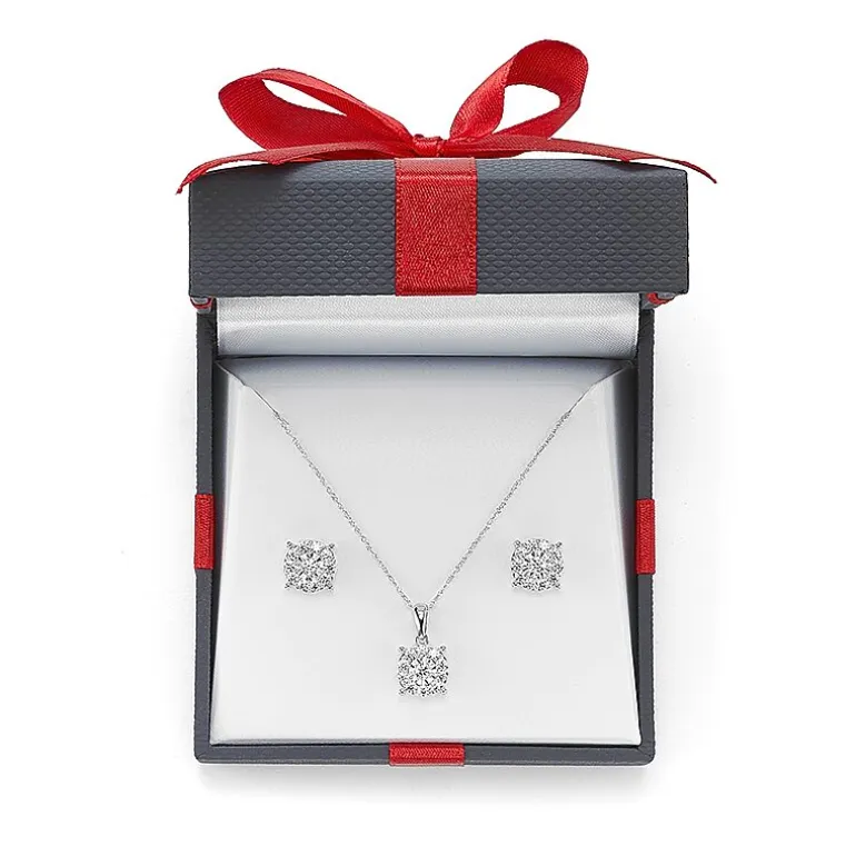Womens 1 CT. T.W. Natural White Diamond Sterling Silver 2-pc. Jewelry Set