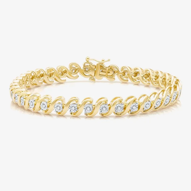 Womens 1/2 CT. T.W. Natural White Diamond 14K Gold Over Silver 7.5 Inch Tennis Bracelet