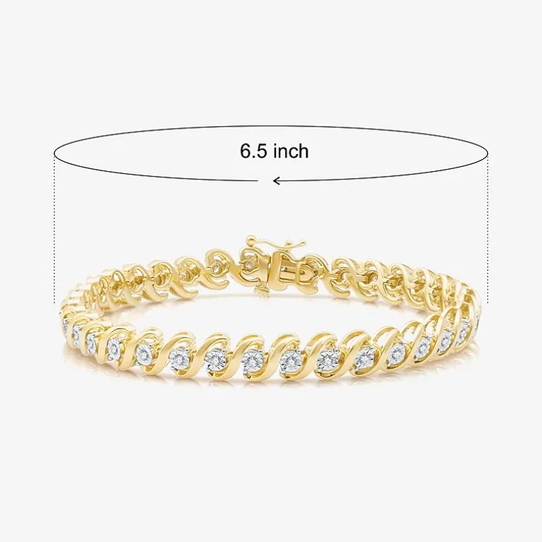 Womens 1/2 CT. T.W. Natural White Diamond 14K Gold Over Silver 7.5 Inch Tennis Bracelet