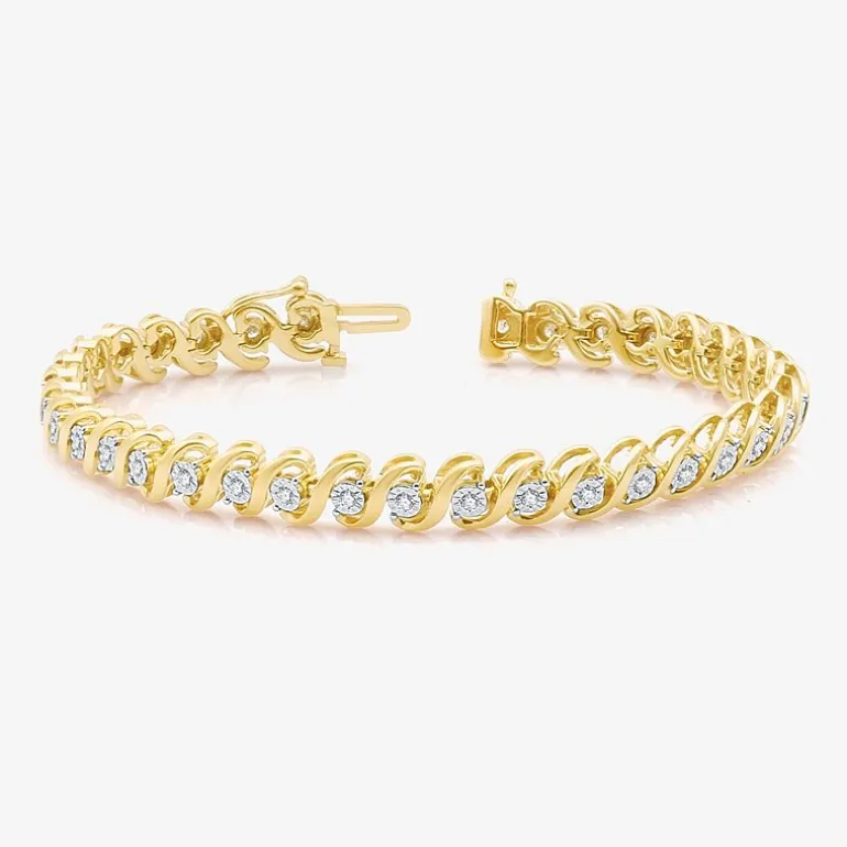 Womens 1/2 CT. T.W. Natural White Diamond 14K Gold Over Silver 7.5 Inch Tennis Bracelet
