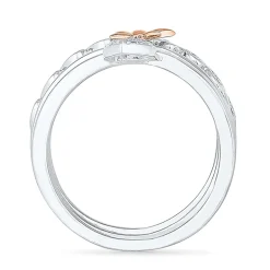 Womens 1/10 CT. T.W. Natural White Diamond 10K Gold Over Silver Butterfly Heart Ring Set