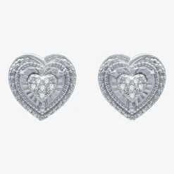 Womens 1/10 CT. T.W. Natural White Diamond Sterling Silver Heart 2-pc. Jewelry Set
