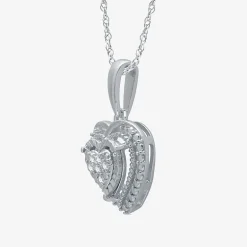 Womens 1/10 CT. T.W. Natural White Diamond Sterling Silver Heart 2-pc. Jewelry Set