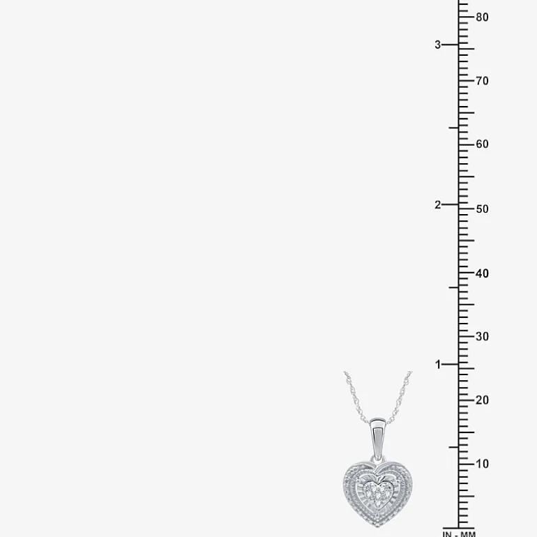 Womens 1/10 CT. T.W. Natural White Diamond Sterling Silver Heart 2-pc. Jewelry Set