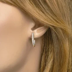 Womens 1/2 CT. T.W. Natural White Diamond 14K Gold 20.1mm Hoop Earrings
