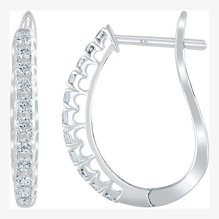 Womens 1/2 CT. T.W. Natural White Diamond 14K Gold 20.1mm Hoop Earrings