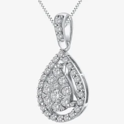 Womens 1/2 CT. T.W. Natural White Diamond 14K Gold Pear 18 Inch Pendant Necklace
