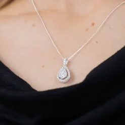 Womens 1/2 CT. T.W. Natural White Diamond 14K Gold Pear 18 Inch Pendant Necklace