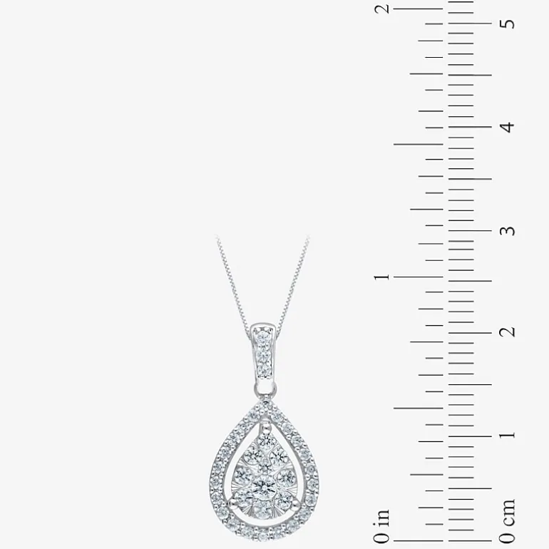 Womens 1/2 CT. T.W. Natural White Diamond 14K Gold Pear 18 Inch Pendant Necklace