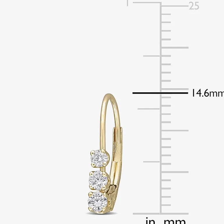 Womens 1/4 CT. T.W. Natural White Diamond 14K Gold 14.4mm Hoop Earrings