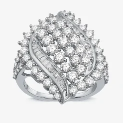 Womens 3 CT. T.W. Natural White Diamond 10K Gold Cluster Cocktail Ring