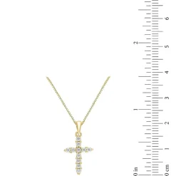Womens 1/4 CT. T.W. Natural White Diamond 14K Gold Cross 18 Inch Pendant Necklace