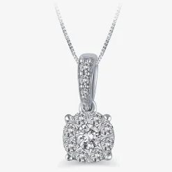 Womens 1/4 CT. T.W. Natural White Diamond 10K Gold Round 18 Inch Pendant Necklace