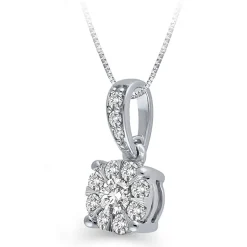 Womens 1/4 CT. T.W. Natural White Diamond 10K Gold Round 18 Inch Pendant Necklace