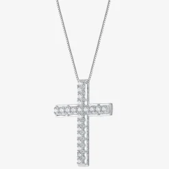 Womens 1/2 CT. T.W. Natural White Diamond 14K Gold Cross 18 Inch Pendant Necklace