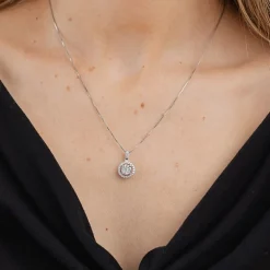 Womens 1/2 CT. T.W. Natural White Diamond 14K White or Yellow Gold Round Pendant Necklace