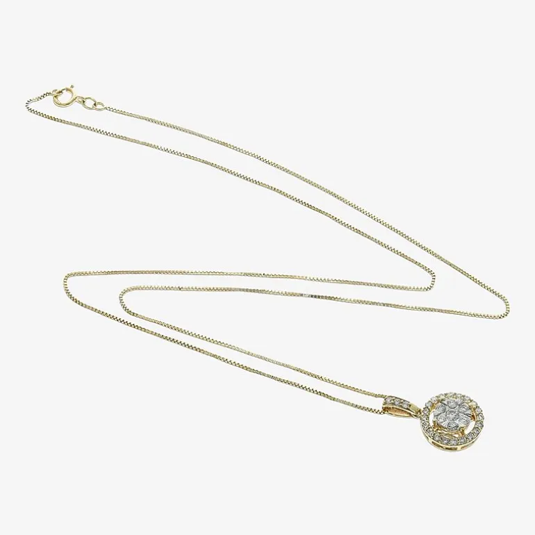 Womens 1/2 CT. T.W. Natural White Diamond 14K White or Yellow Gold Round Pendant Necklace