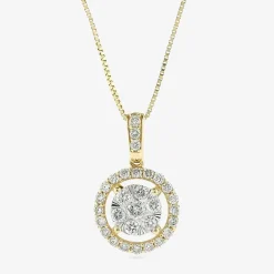 Womens 1/2 CT. T.W. Natural White Diamond 14K White or Yellow Gold Round Pendant Necklace