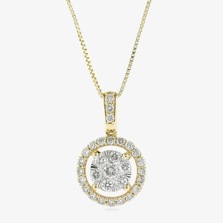 Womens 1/2 CT. T.W. Natural White Diamond 14K White or Yellow Gold Round Pendant Necklace