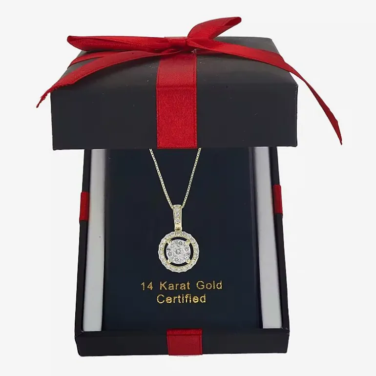 Womens 1/2 CT. T.W. Natural White Diamond 14K White or Yellow Gold Round Pendant Necklace