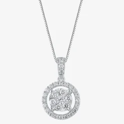 Womens 1/2 CT. T.W. Natural White Diamond 14K White or Yellow Gold Round Pendant Necklace