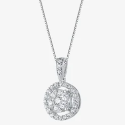 Womens 1/2 CT. T.W. Natural White Diamond 14K White or Yellow Gold Round Pendant Necklace