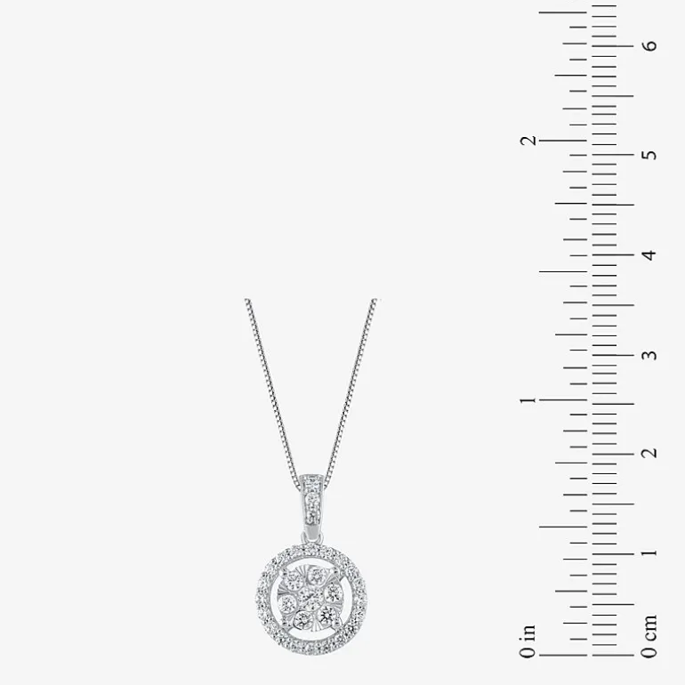 Womens 1/2 CT. T.W. Natural White Diamond 14K White or Yellow Gold Round Pendant Necklace