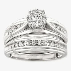 Womens 1/2 CT. T.W. Natural White Diamond 10K Gold Round Side Stone Bridal Set